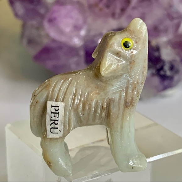 Soapstone WOLF Figurine MINI Carved Stone Coyote Dog Carving Crystal Animal 1.5" - Picture 5 of 11